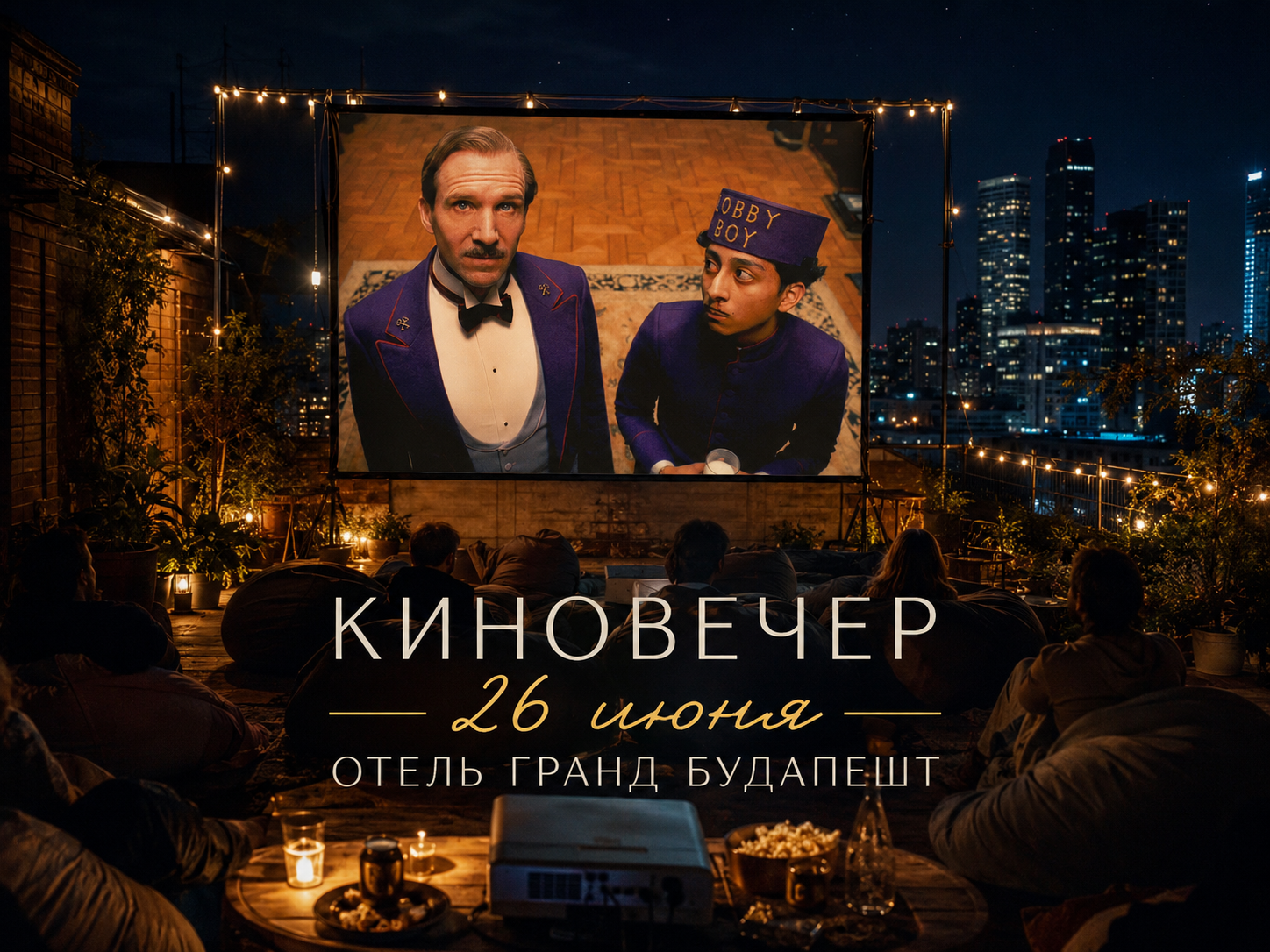 «Кино под открытым небом»: кинопоказ на крыше с попкорном и лимонадом