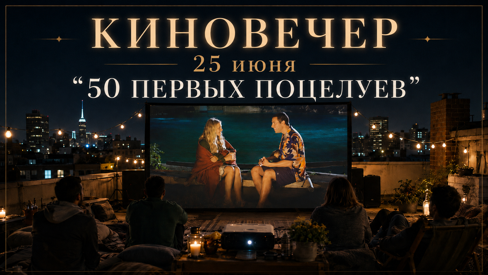 «Кино под открытым небом»: кинопоказ на крыше с попкорном и лимонадом